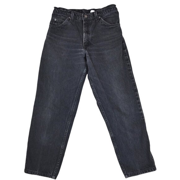 Levi’s 550 Orange Tab Vintage Jeans W28 L26 Black High Rise Taper 90s Nice Fade - Picture 1 of 12